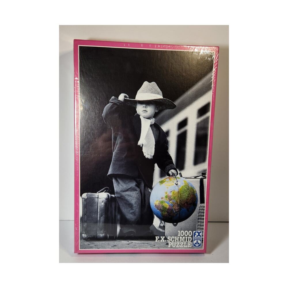 F X Schmid Puzzle Little World Traveler 1000 pcs Germany 1991 Vtg Kid Boy Globe
